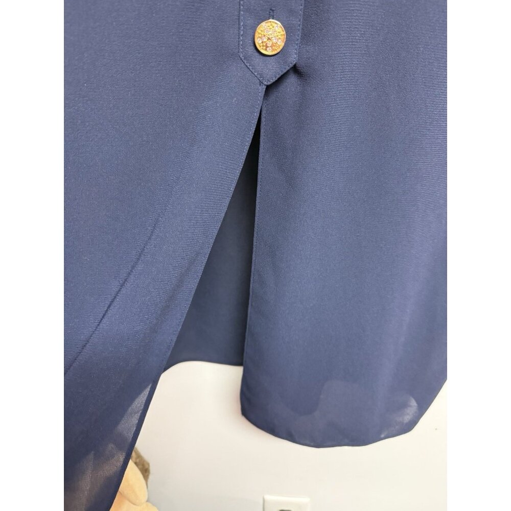 VTG Dolce Coat Dress Aviation Airline Chic Military Utility Navy Blue XL 80s 90s - Picture 3 of 9